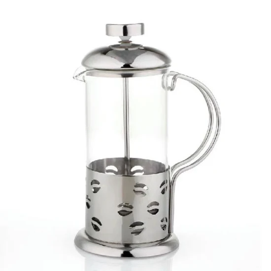 フレンチプレスコーヒーティーポットガラス&ステンレス鋼コーヒージャグパーコレーター